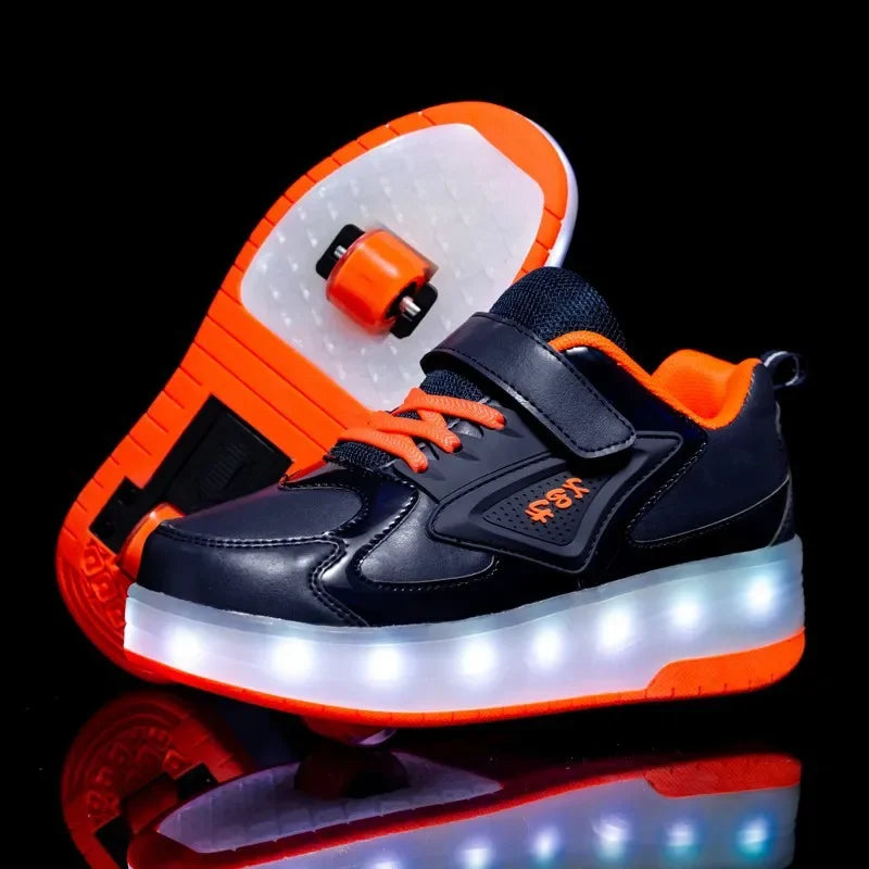 LED Wieltjeschoenen Kinderen Synthetisch Roze met Verlichting Rolschoenen Sneakers met Wielen voor Buitenspelen