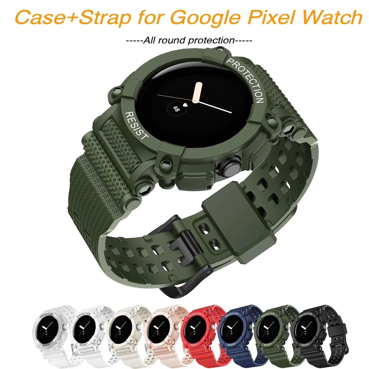 Smartwatch Bandje met Beschermhoes Pixel Watch Siliconen Sport Polsband Bumper Case Horloge Accessoire