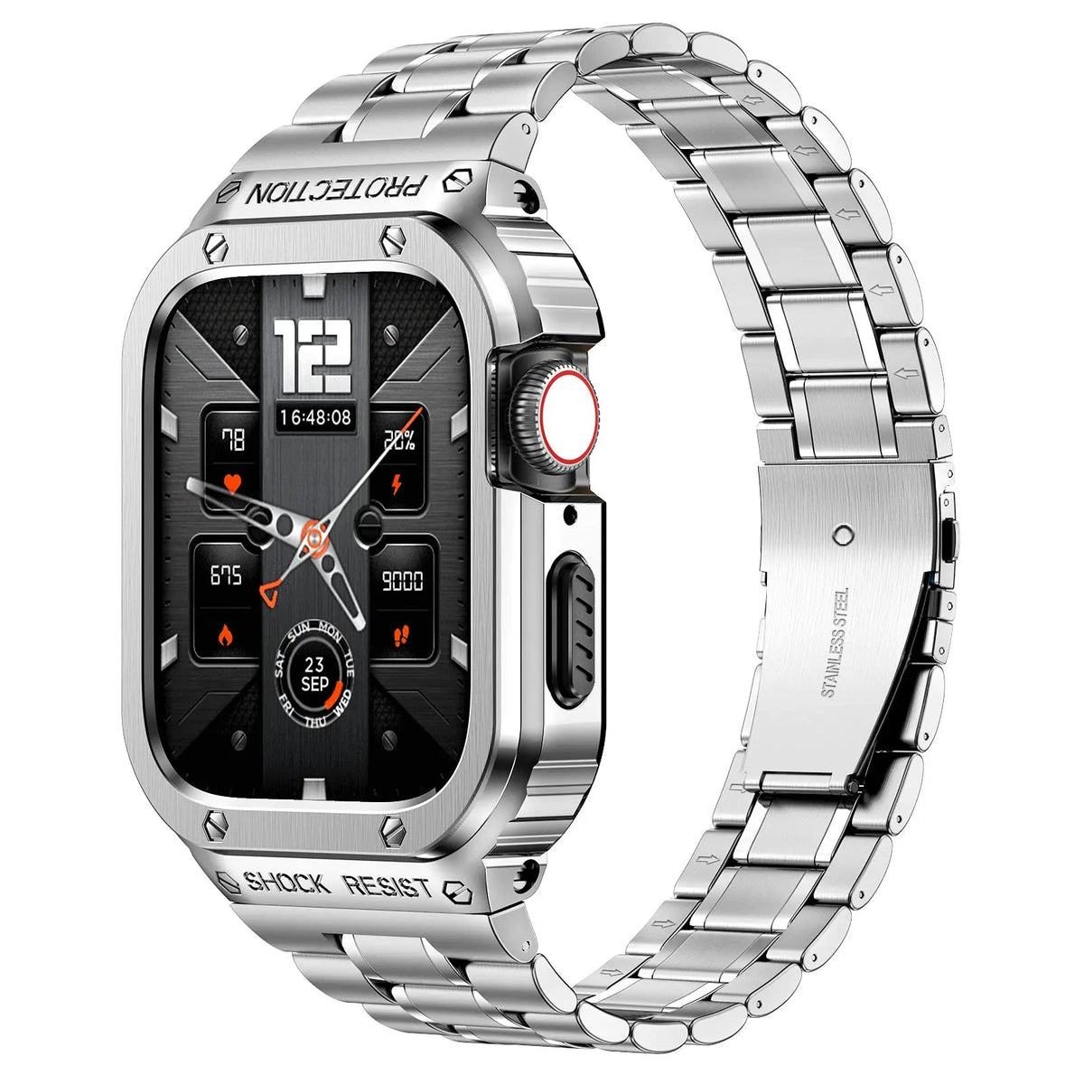 Roestvrijstalen Horlogeband met Beschermhoes 45mm 44mm Smartwatch Accessoire Zwart Zilver Goud Stijlvol