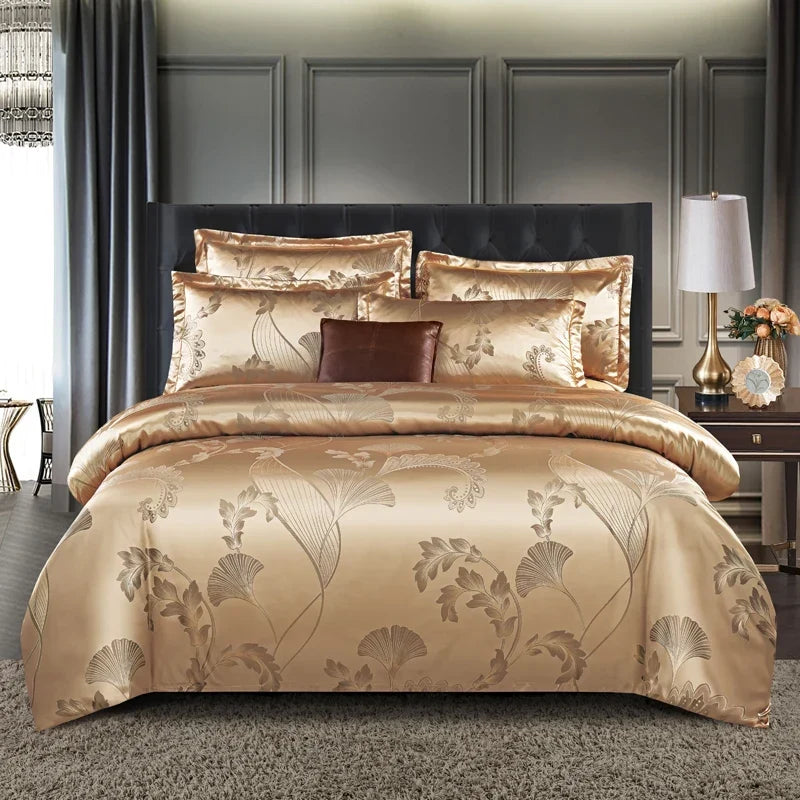 Satijnen Jacquard Dekbedovertrek Set 220x240 Tweepersoons Zomer Beddengoed Luxe Slaapkamer Dekbed Overtrekset