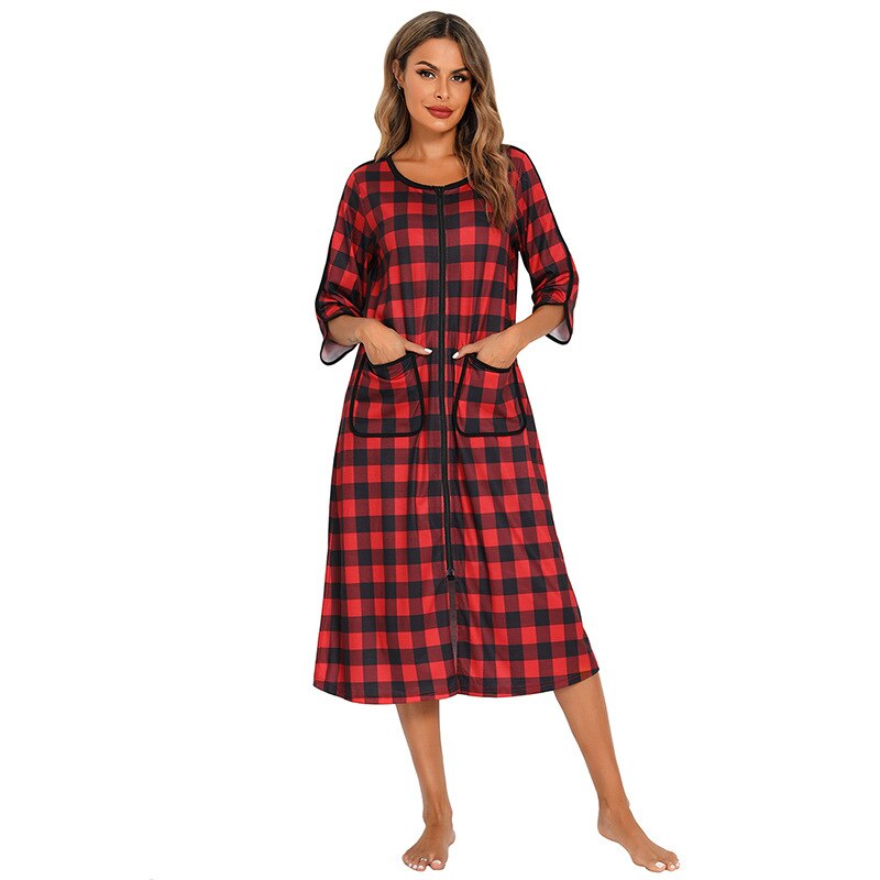 Badjas met Capuchon en Rits Fleece Ochtendjas met Zakken Dames Lange Mouwen Homewear Zwangerschap Comfortabel