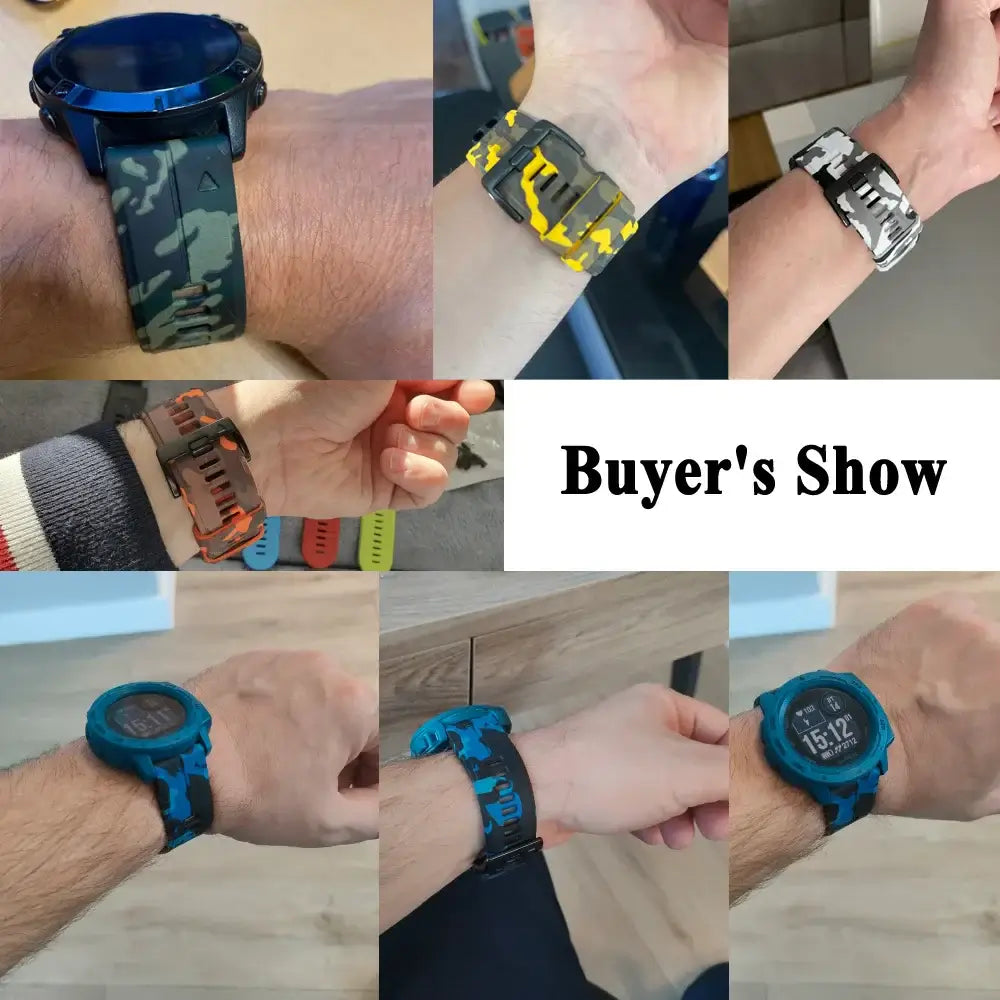 Siliconen Horloge Bandje Camouflage Print Verstelbaar Sportief 22mm 26mm Verwisselbaar Polsband Unisex