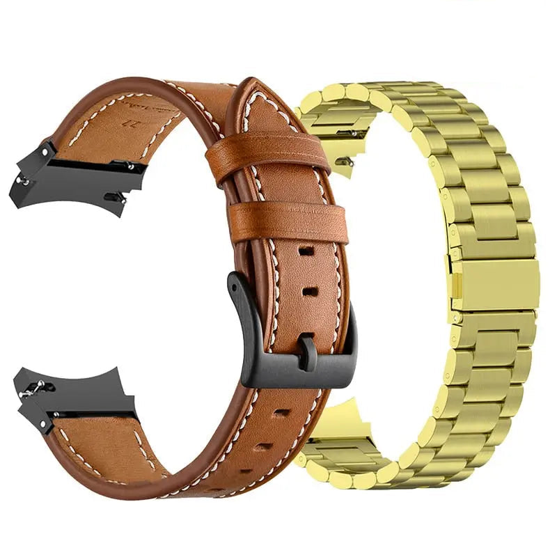 Premium Horlogeband Roestvrij Staal Leder Galaxy Watch 5 40mm 44mm 45mm Pro Verstelbaar Verwisselbaar Polsband