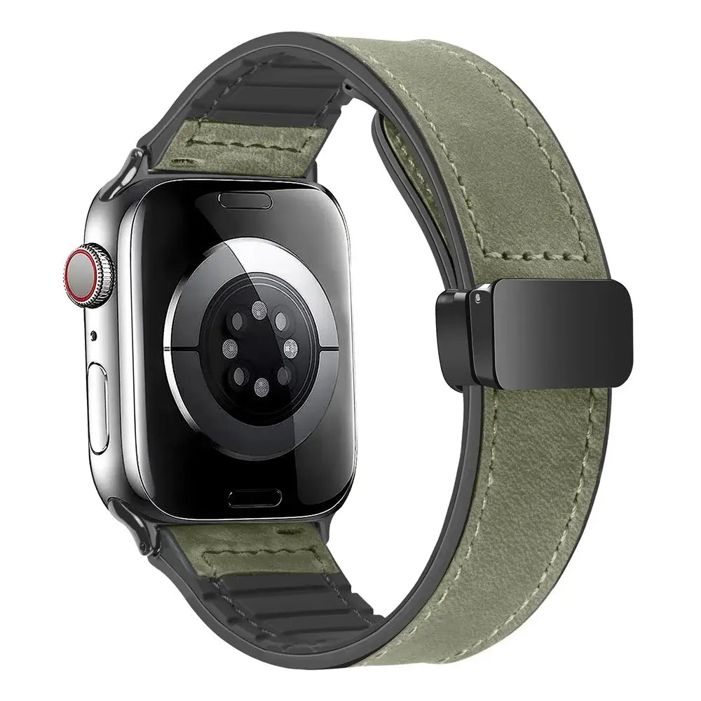 Magnetische Leren Smartwatch Band Echt Leder Verstelbare Polsband Waterbestendig Sportief Elegant Stijlvol
