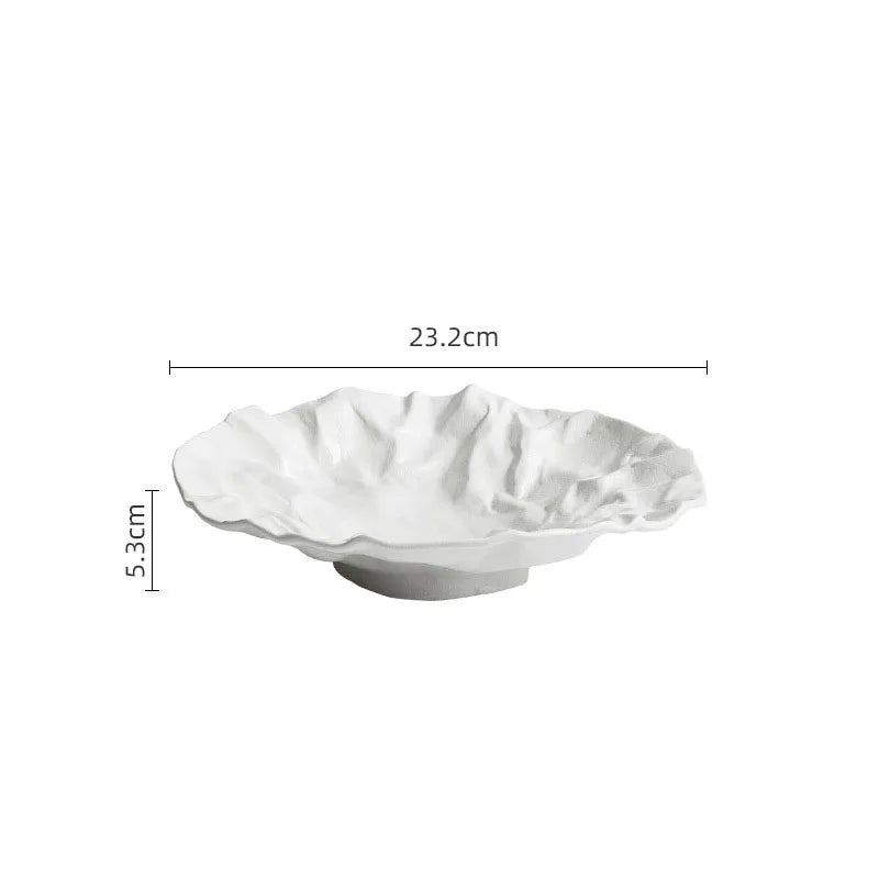 Keramische Kom met Golvende Structuur 23cm & 28cm Wit en Zwart Serviesschaal voor Salades en Soepen Stijlvol Tafelstyling