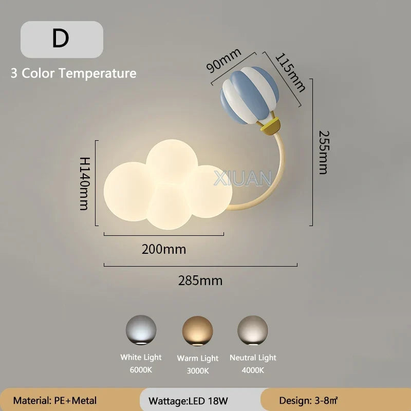 LED Wandlamp Kinderkamer met Vliegtuig Wolk Regenboog Ster Motief Drie Lichttemperaturen Dimbaar Sfeerlicht
