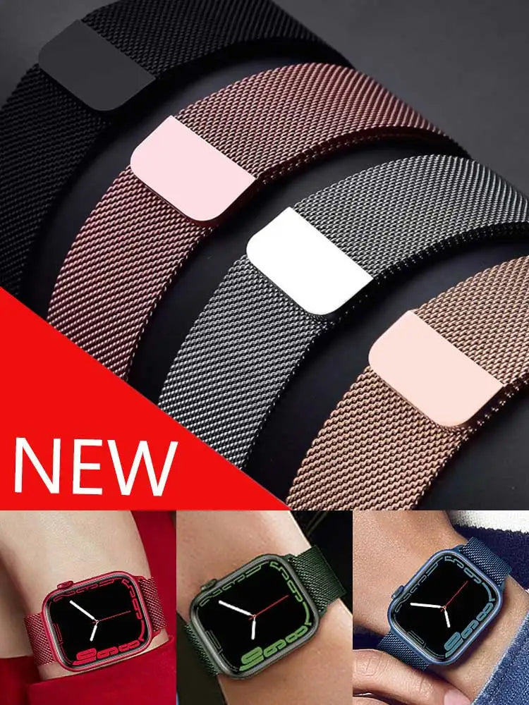Milanese Mesh Horlogeband Roestvrij Staal Verstelbaar Magnetisch Slot Smartwatch 38-49mm Polsband Accessoire