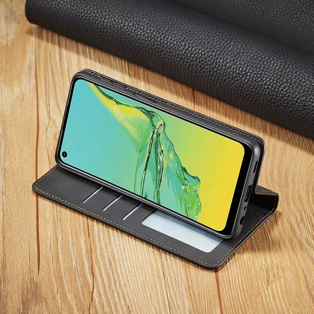 Samsung Hoesje met Standaard - Magnetische Leren Klaphoes met Schermbescherming voor Onderweg