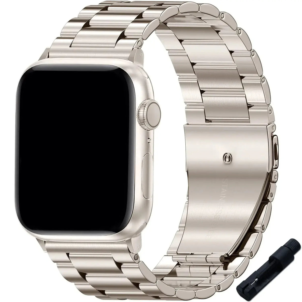 Roestvrij Stalen Smartwatch Bandje Premium Metalen Horlogeband Verstelbaar Polsbandje Stijlvol Elegant