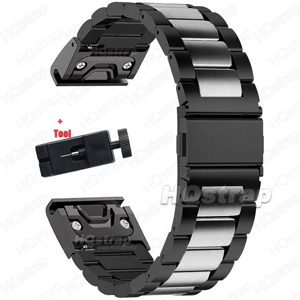 Smartwatch Armband Roestvrij Staal Verstelbaar 20-26mm Metalen Polsband Zilver Zwart Elegante Bandje