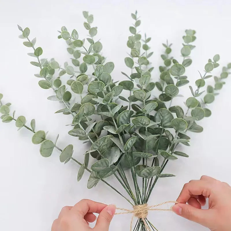 Kunsttak Eucalyptus Groen Naturel - Decoratieve Nep Eucalyptus Takken voor Vaas - Botanische Arrangement Accessoire 41 cm
