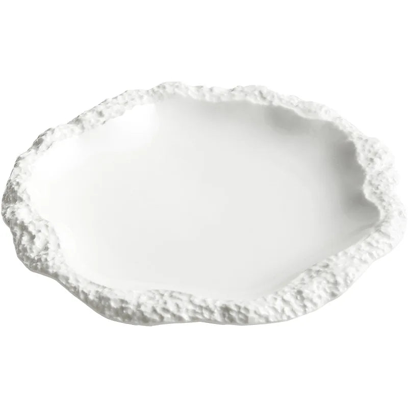 Keramisch Bord met Rotsstructuur Randafwerking - Voor Tafeldecoratie en Dagelijks Gebruik