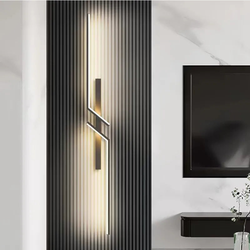 Geometrische LED Wandlamp Zwart 60-100cm Modern Design Woonkamer Slaapkamer Hal Sfeerverlichting Warm Wit