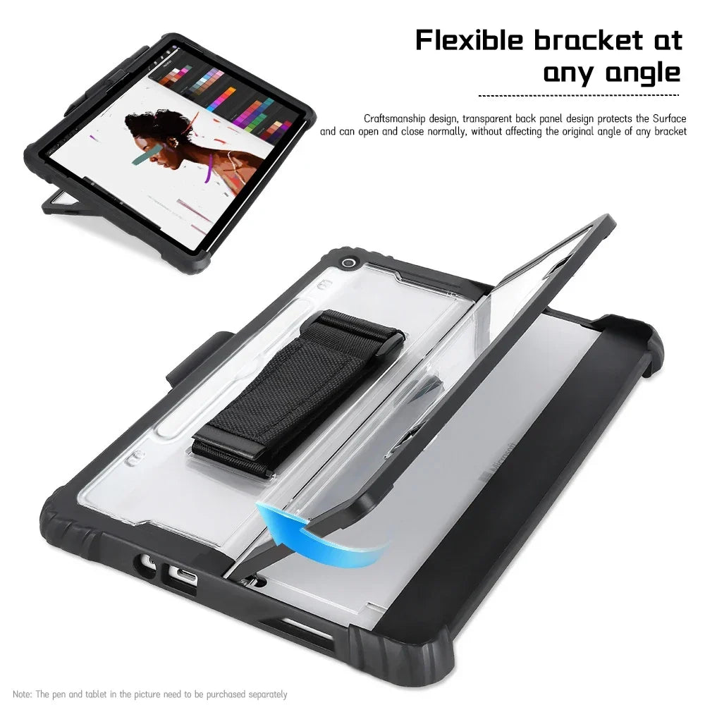 Beschermhoes voor Surface Pro & Go - Schokbestendige Tablet Case met Verstelbare Schouderband en Opbergvakken