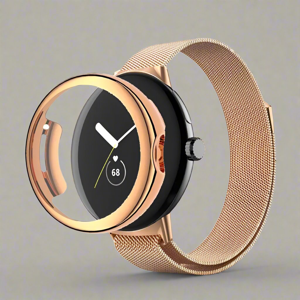 Roestvrijstalen Horlogeband met Beschermhoes Smartwatch Stalen Schakelband Metalen Polsband Universeel