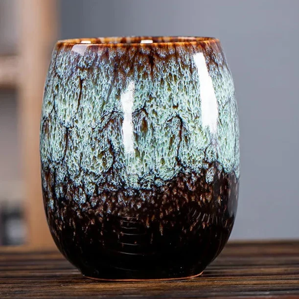 Keramische Mokken Set 4 Stuks met Gouden Accenten - Scandinavische Stijl Koffiebekers voor Dagelijks Gebruik