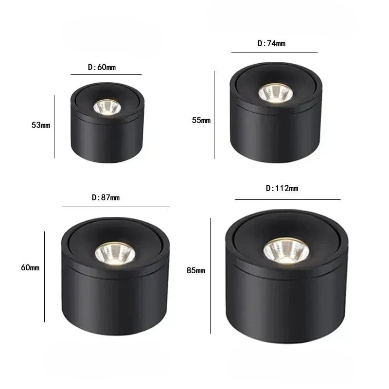 Opbouwspot Kantoor LED Draaibaar Kantelbaar Gegoten Aluminium 7,4 cm Straalhoek 25 tot 60 Graden CRI Ra90 Wit Zwart