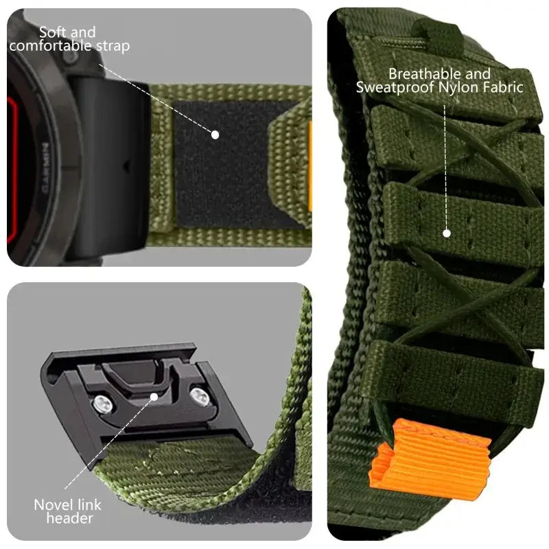 Nylon Klittenband Horlogeband met Verstelbare Sluiting voor Smartwatch 22mm 26mm Premium Ademend Sportief