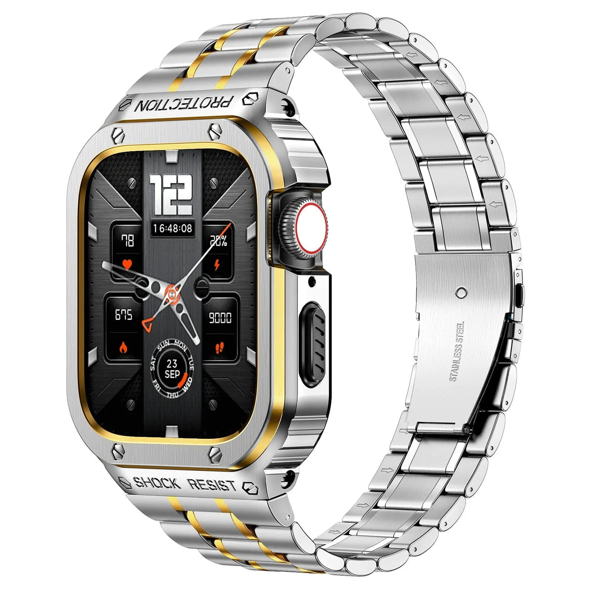 Roestvrijstalen Horlogeband met Beschermhoes 45mm 44mm Smartwatch Accessoire Zwart Zilver Goud Stijlvol