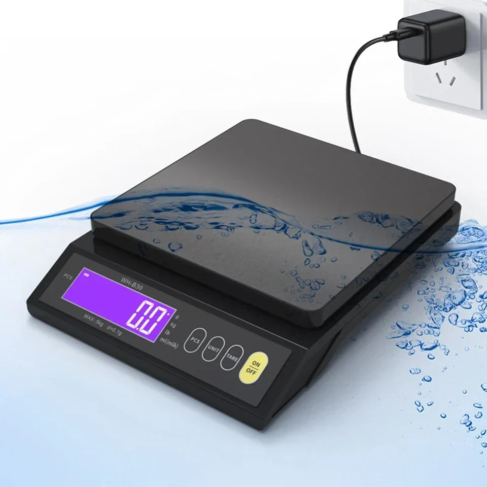 Digitale Keukenweegschaal RVS Waterdicht 10kg Precisie Bakken Koken Portioneren Oplaadbaar LCD Display