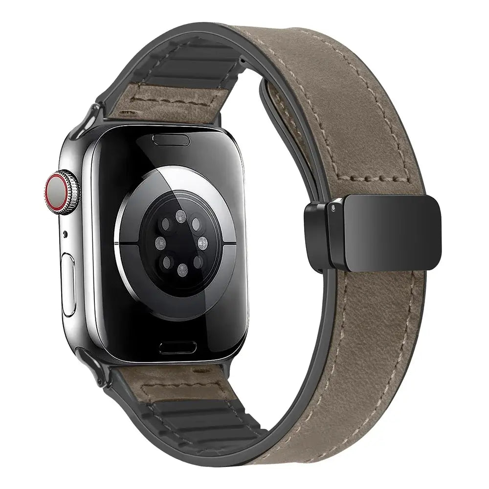 Magnetische Leren Smartwatch Band Echt Leder Verstelbare Polsband Waterbestendig Sportief Elegant Stijlvol