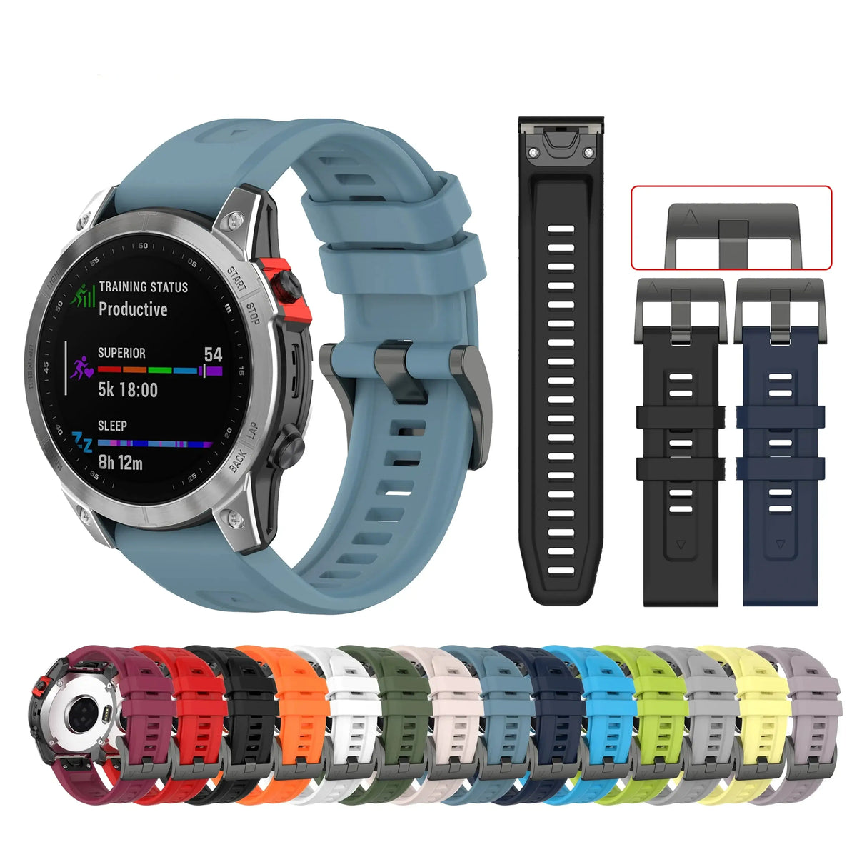 Siliconen Smartwatch Band 20mm 22mm 26mm Verstelbaar Sporthorloge Polsband Vervangingsbandje Comfortabel