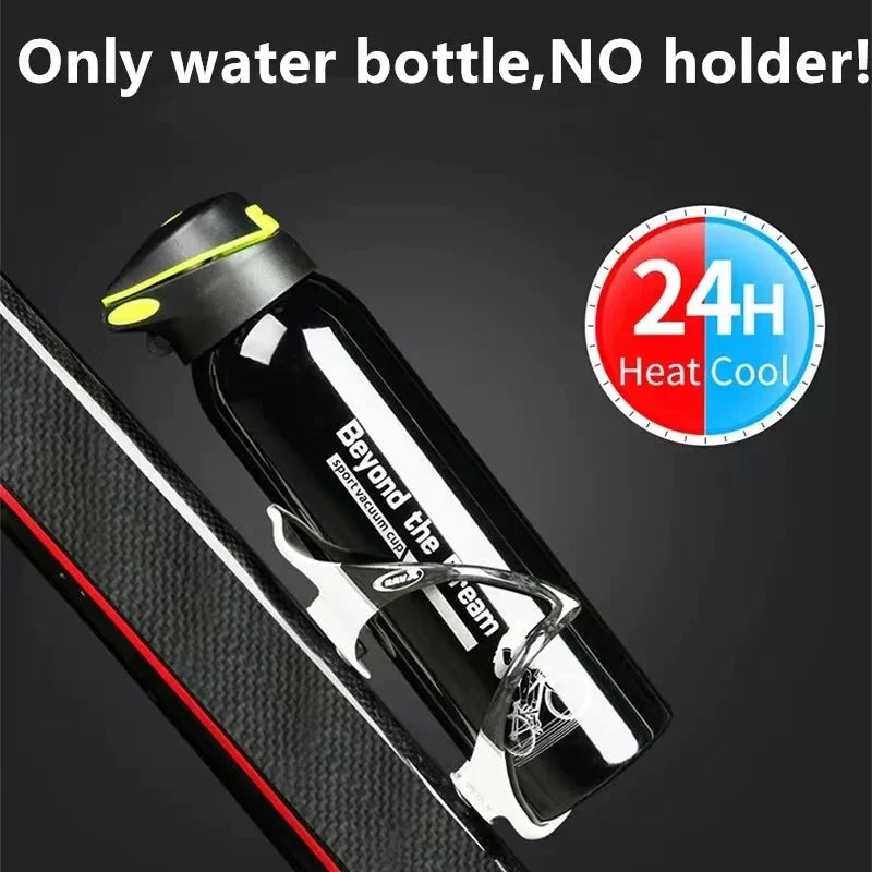 Thermosfles Fiets 500ml Dubbelwandig RVS Drinkfles Sportdop Draagkoord Isolatie Temperatuurbehoud Waterfles
