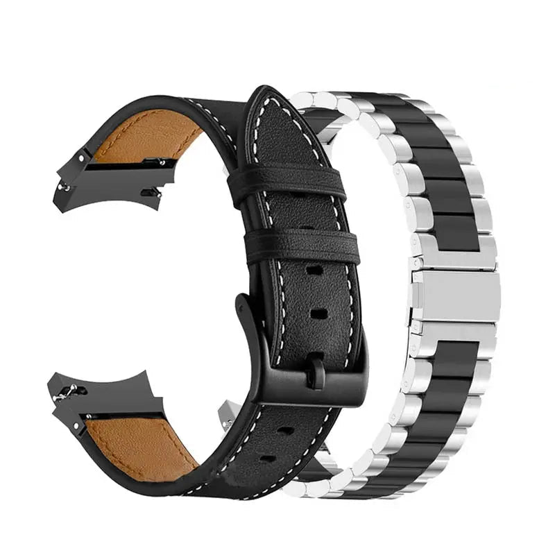 Premium Horlogeband Roestvrij Staal Leder Galaxy Watch 5 40mm 44mm 45mm Pro Verstelbaar Verwisselbaar Polsband