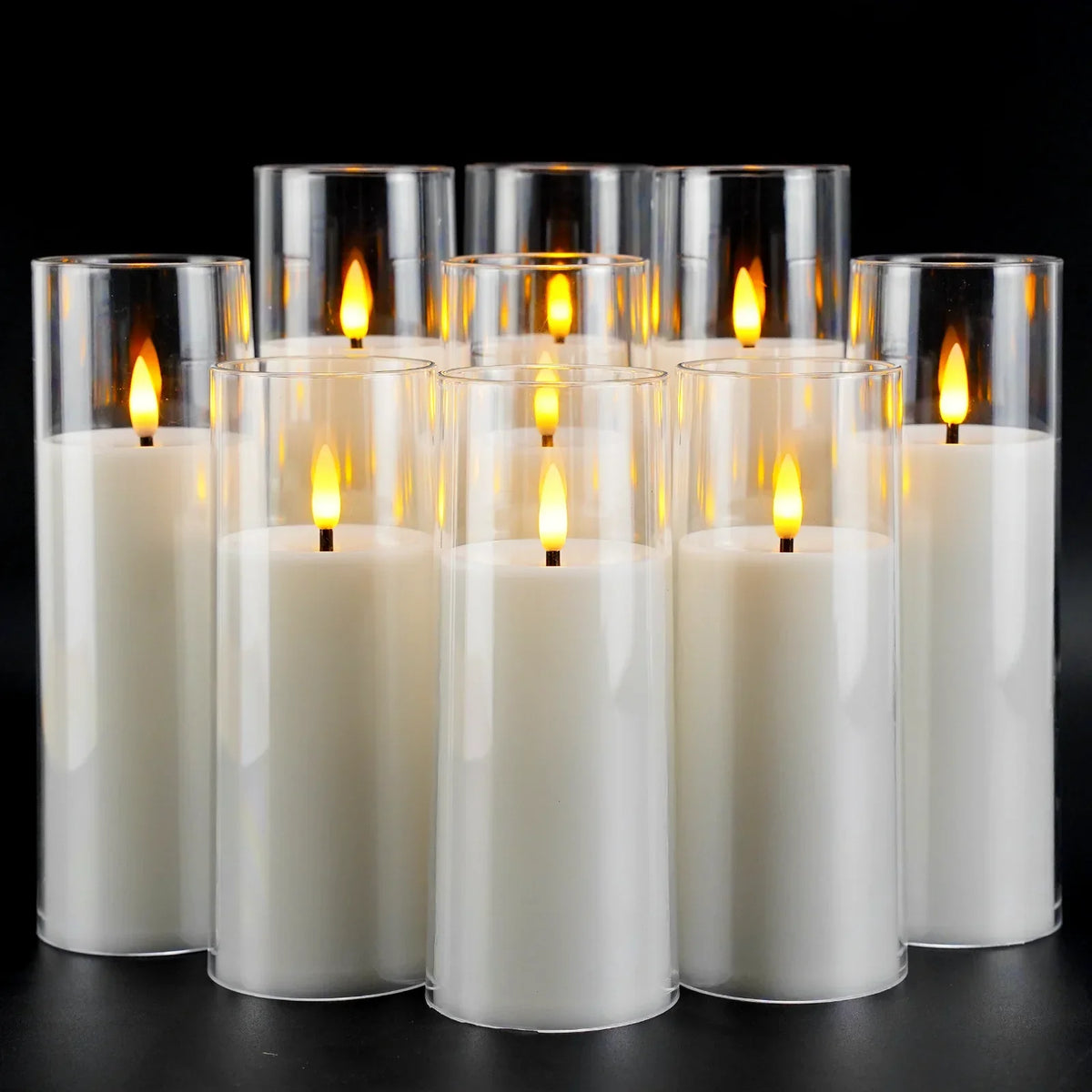 Vlamloze LED Kaarsenset 9 Stuks Acryl Flikkerlicht Sfeerverlichting Decoratie Timer Afstandsbediening