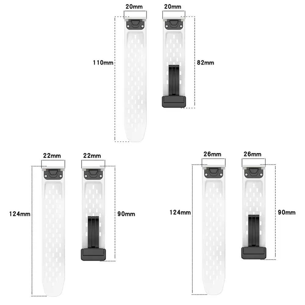 Siliconen Smartwatchband Ademend QuickFit Sport Polsband Vervanging 20mm 22mm 26mm Horloge Accessoire