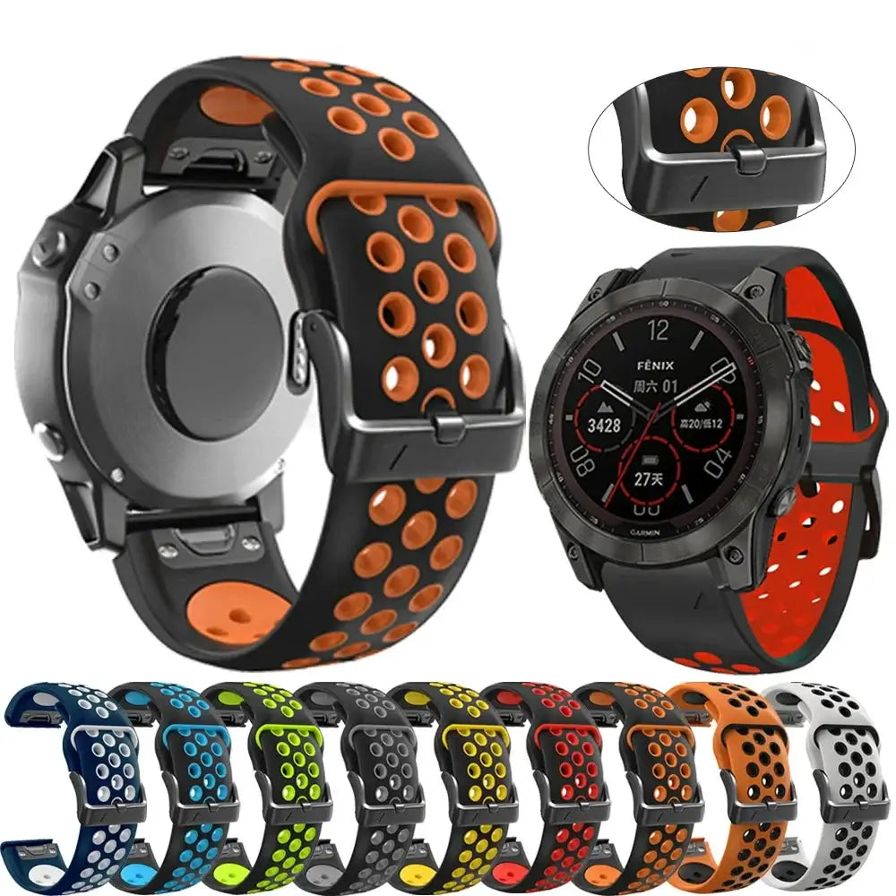 Siliconen Smartwatch Bandje Ademend QuickFit Sportband Polsband Horloge 22mm 26mm Fitness Training Sport