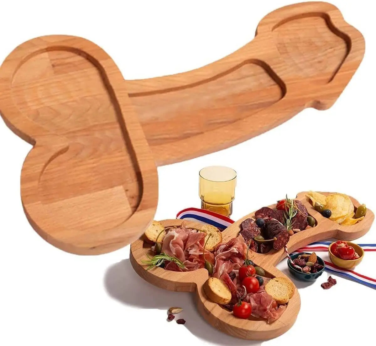 Multi-Compartiment Serveerplank van Donker Hout - Praktische Snackplank met Meerdere Vakjes voor Hapjes & Dips