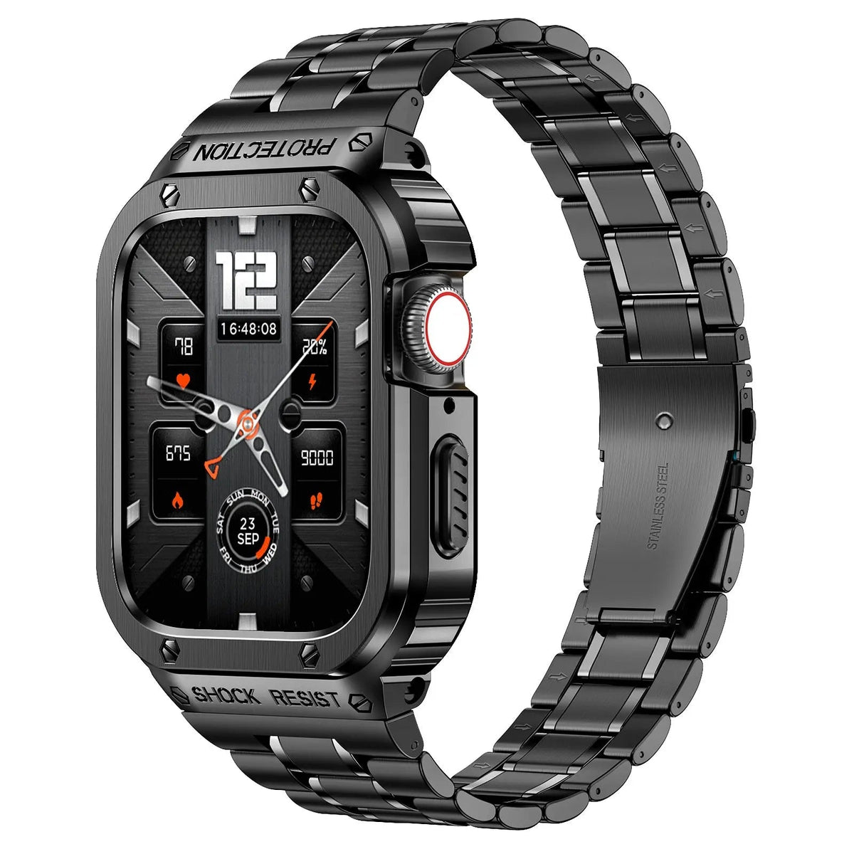 Roestvrijstalen Horlogeband met Beschermhoes 45mm 44mm Smartwatch Accessoire Zwart Zilver Goud Stijlvol