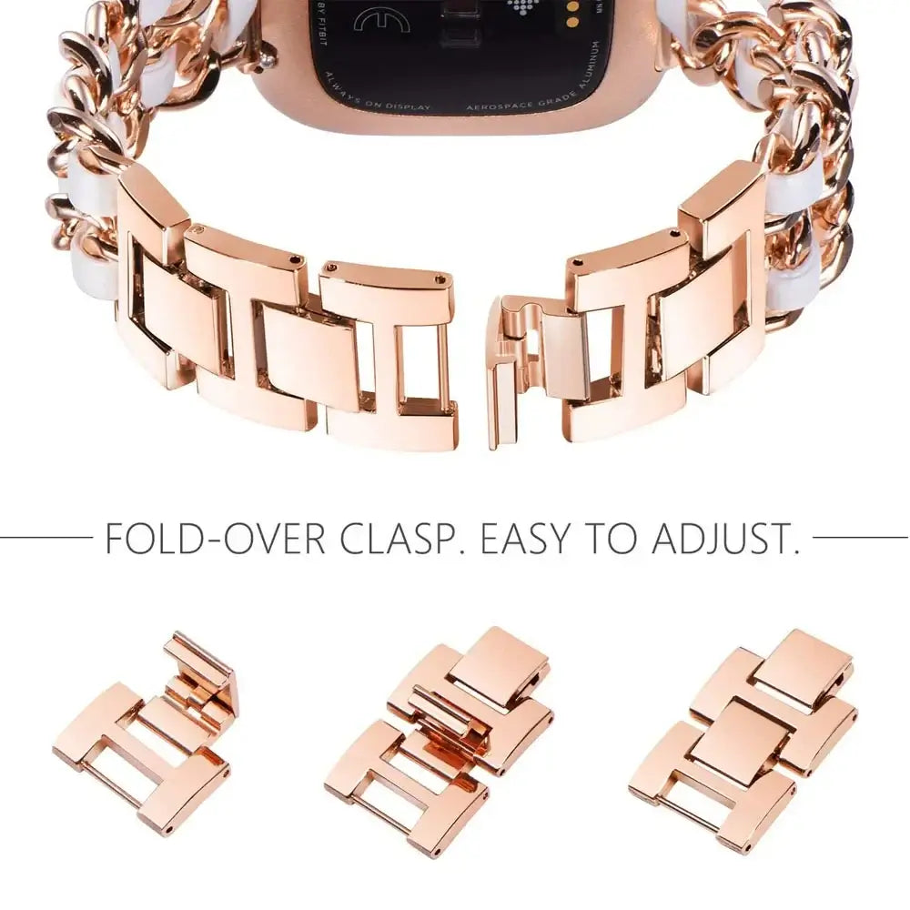 Leren Metalen Smartwatch Bandje met Verstelbare Sluiting Universeel Compatibel voor Fitness Sport Horloge