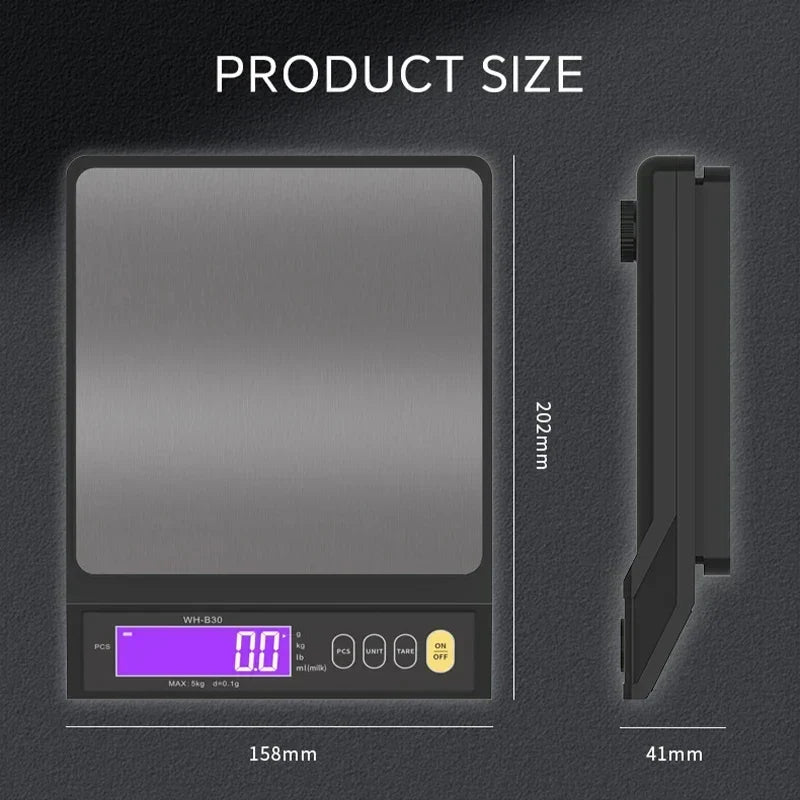Digitale Keukenweegschaal RVS Waterdicht 10kg Precisie Bakken Koken Portioneren Oplaadbaar LCD Display