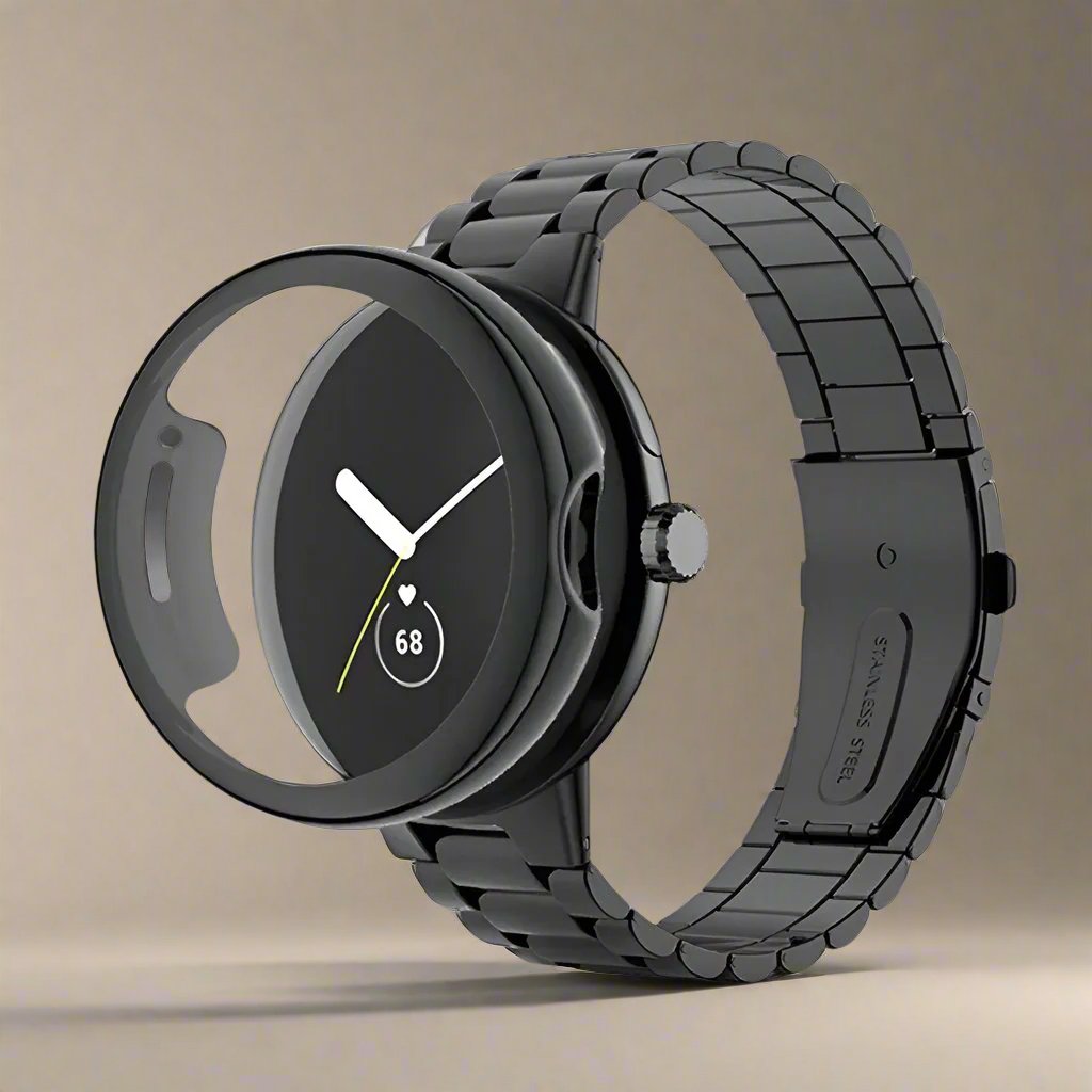 Roestvrijstalen Horlogeband met Beschermhoes Smartwatch Stalen Schakelband Metalen Polsband Universeel