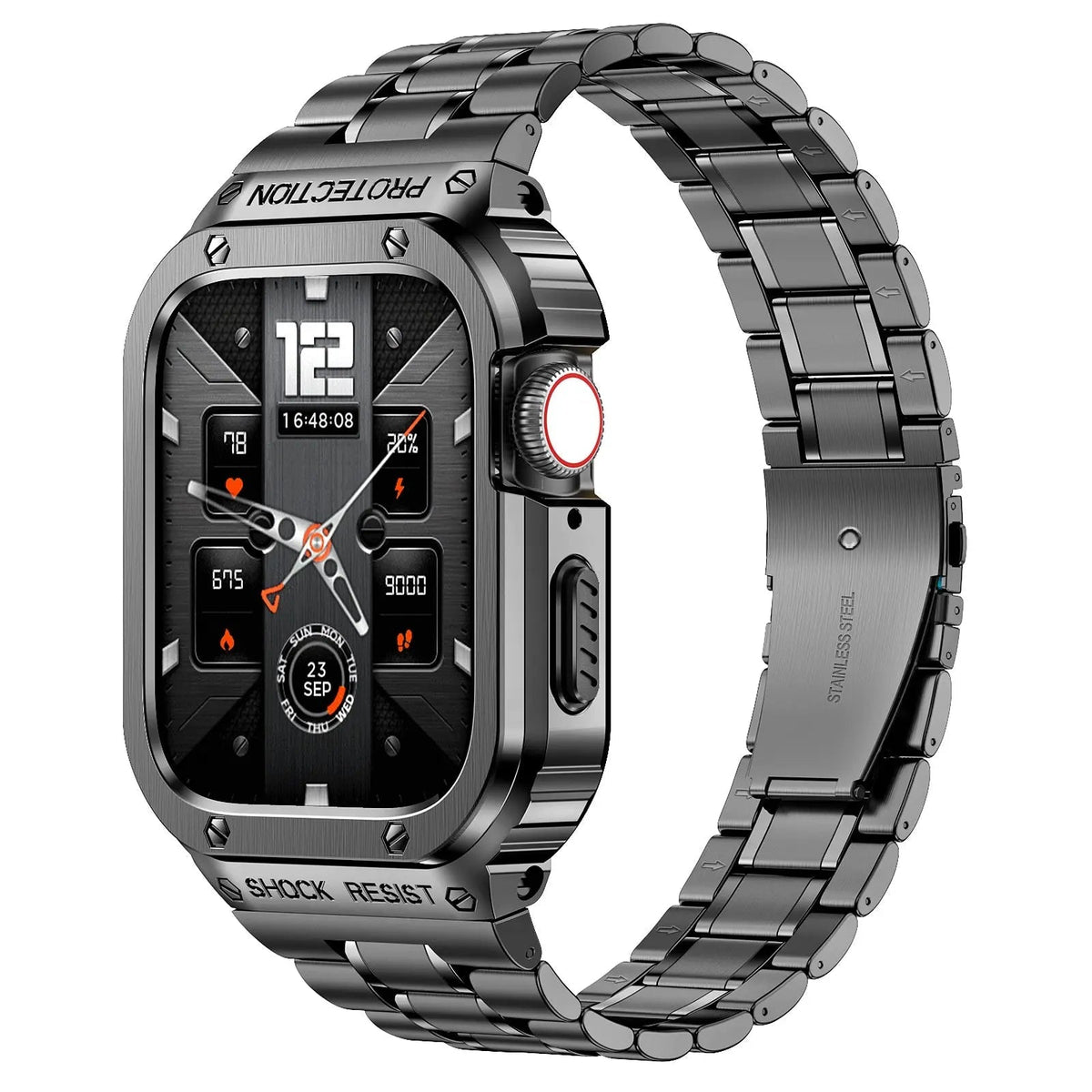 Roestvrijstalen Horlogeband met Beschermhoes 45mm 44mm Smartwatch Accessoire Zwart Zilver Goud Stijlvol