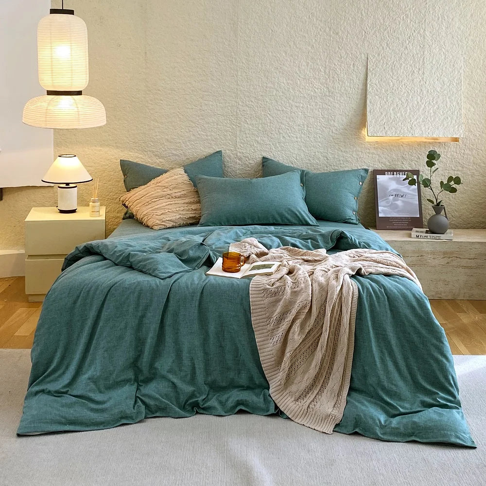 Turquoise Dekbedovertrek van Percale Katoen | Fris, Ademend & Luxe