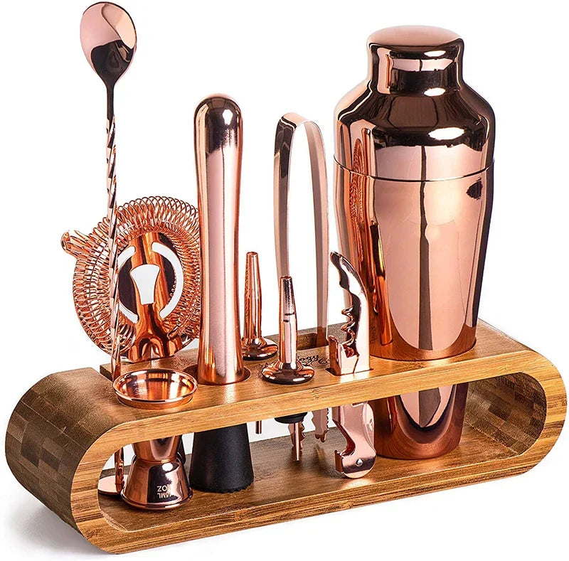Professionele Barset 10-delig Metallic Cocktailshaker met Accessoires voor Thuisbar en Mixology