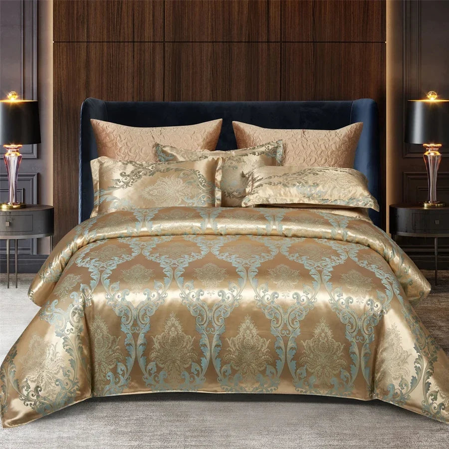 Satijnen Jacquard Dekbedovertrek Set 220x240 Tweepersoons Zomer Beddengoed Luxe Slaapkamer Dekbed Overtrekset