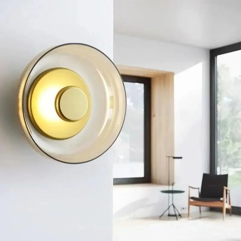 Moderne Glazen LED Wandlamp - Stijlvolle Wandverlichting in Smoke Gray of Champagne Gold - Ideaal voor Slaapkamer, Woonkamer & Hal