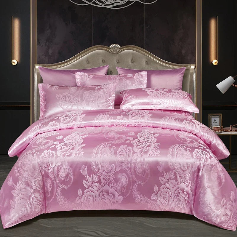 Satijnen Jacquard Dekbedovertrek Set 220x240 Tweepersoons Zomer Beddengoed Luxe Slaapkamer Dekbed Overtrekset