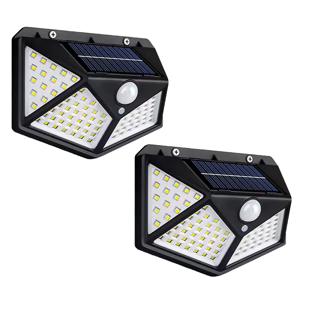 Zonne-energie Wandlamp Buiten 100 LED Bewegingssensor Waterdicht IP65 Zwart Veiligheidsverlichting Tuin