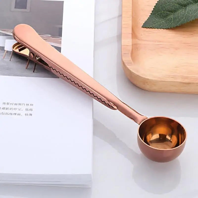 Koffielepel Clip RVS Goud Rosé Zwart Zilver Voedselzak Afsluiter Afmeetlepel Thee