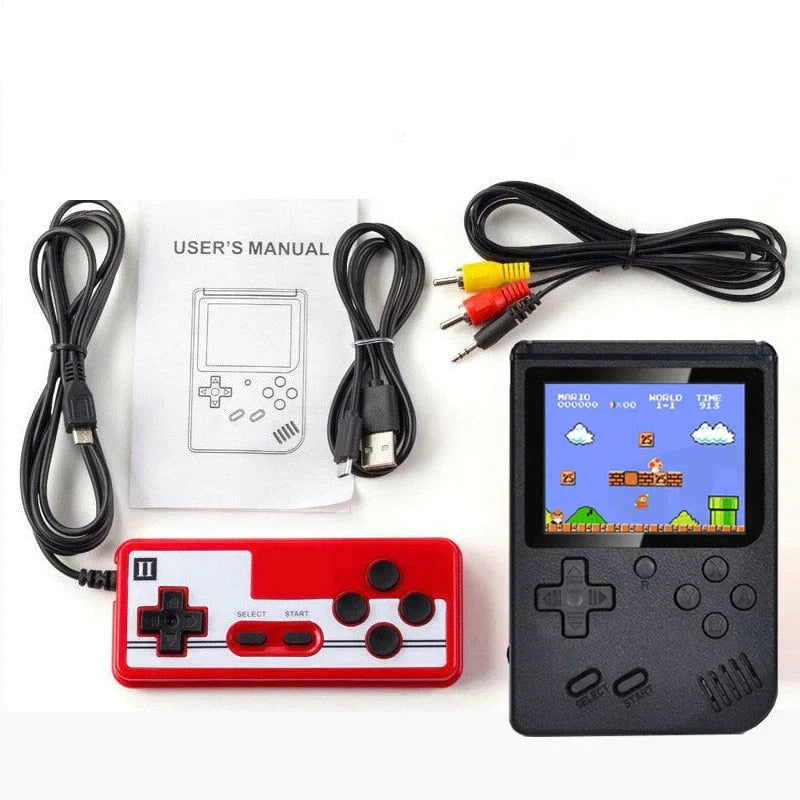 Retro Handheld Spelcomputer met 400 Klassieke Games - Oplaadbaar met TV-Aansluiting - 3 Inch Scherm - Zwart, Wit, Rood, Blauw, Geel