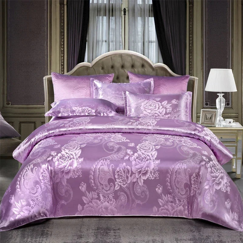 Satijnen Jacquard Dekbedovertrek Set 220x240 Tweepersoons Zomer Beddengoed Luxe Slaapkamer Dekbed Overtrekset