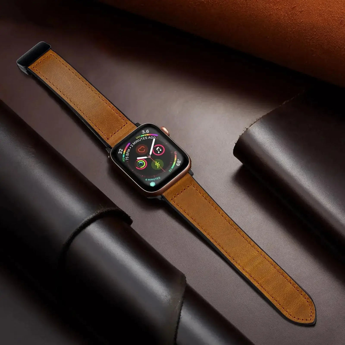 Magnetische Leren Smartwatch Band Echt Leder Verstelbare Polsband Waterbestendig Sportief Elegant Stijlvol