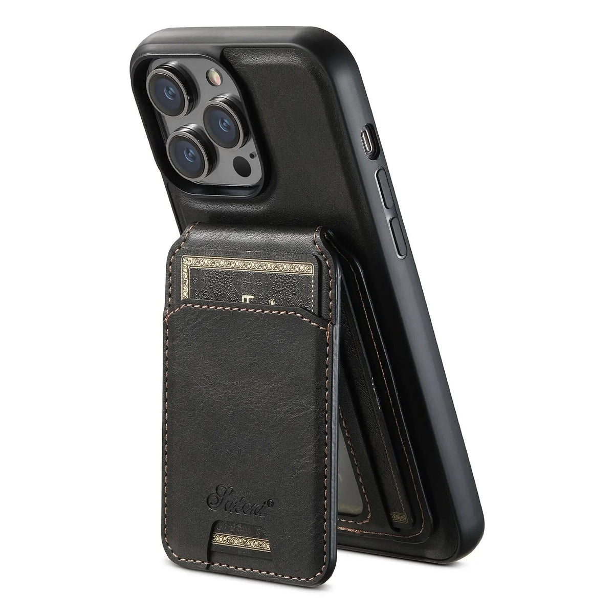 Leren Telefoonhoesje Portemonnee iPhone 15 Pro Max Zwart Bruin Blauw Rood Khaki Cardholder Flip Case