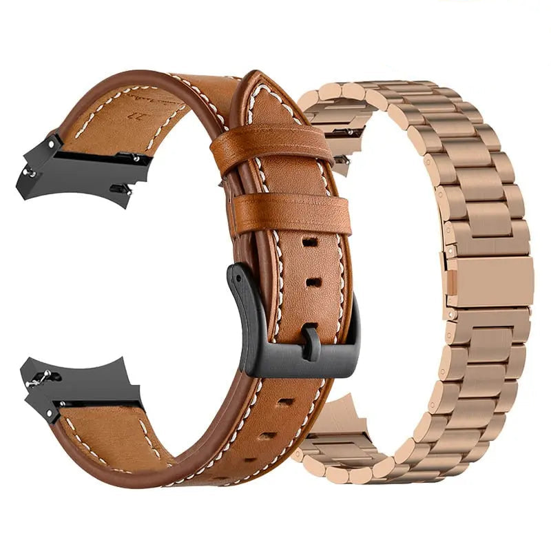 Premium Horlogeband Roestvrij Staal Leder Galaxy Watch 5 40mm 44mm 45mm Pro Verstelbaar Verwisselbaar Polsband