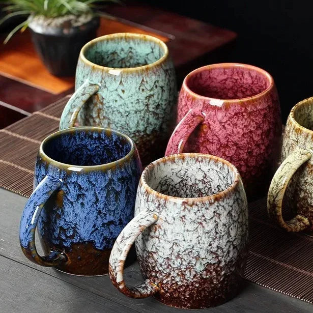 Keramische Koffiemok met Artisanaal Glanzend Oppervlak - Hittebestendig Servies voor Koffie Thee Ontbijt - Handgemaakte Keramiek Drinkbeker
